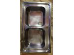 Lavello in acciaio da cucina a due vasche, compresi tubi di raccordo.