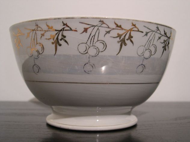 Antica tazza tazzone in ceramica SC Lombarda decorazioni natalizie in oro - Foto 2