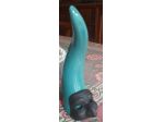 Corno in ceramica  con pulcinella portafortunah.20 cm