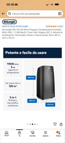 Climatizzatore Portatile De’Longhi Pinguino PAC EX120 Silent 12.000 BTU - Foto 5