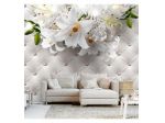 Fotomurale Adesivo Stile Pelle Silver Con I Fiori Arredalacasa