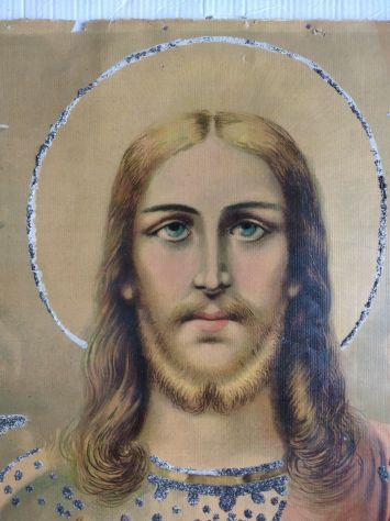 ANTICA STAMPA SACRA ANNI 20 CON IMMAGINE DEL CRISTO - Foto 2