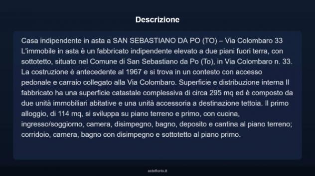Immobile in asta di 295 m² con più di 5 locali in vendita a San Sebastiano da Po - Foto 3