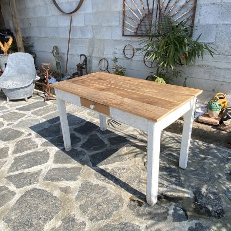 TAVOLO IN LEGNO MASSELLO ABETE E FAGGIO ANNI 50 - Foto 3