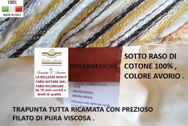 Trapunte Missoni Ricamate e lenzuola in raso di fiandra . - Foto 3
