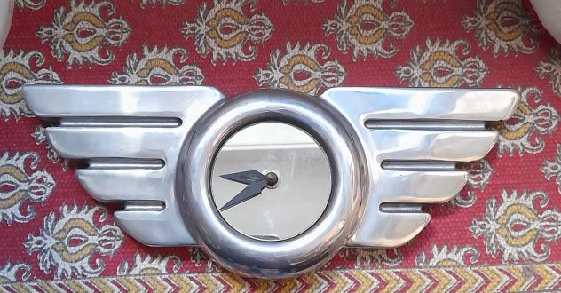 orologio in metallo cromato vintage cm. 34x15
