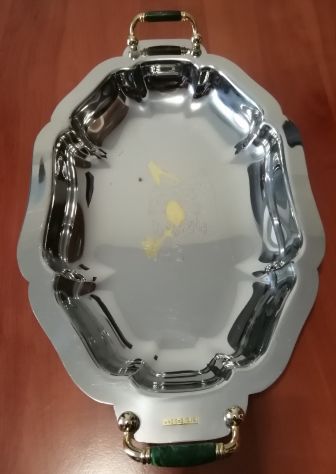Vassoio Vintage Ovale in Acciaio Inox 18-10 Oro 24K Fiori Serigrafato - USATO - Foto 6