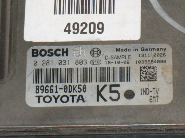 0281031803 ECU TOYOTA YARIS 1.4 90CV EDC17C47-4.10 896610DK50 89661-0DK50 - Foto 2