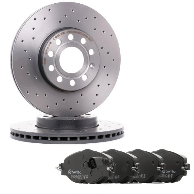 Kit Dischi Forati e Pastiglie Anteriori Brembo Audi A3 Q2 2012 in poi
