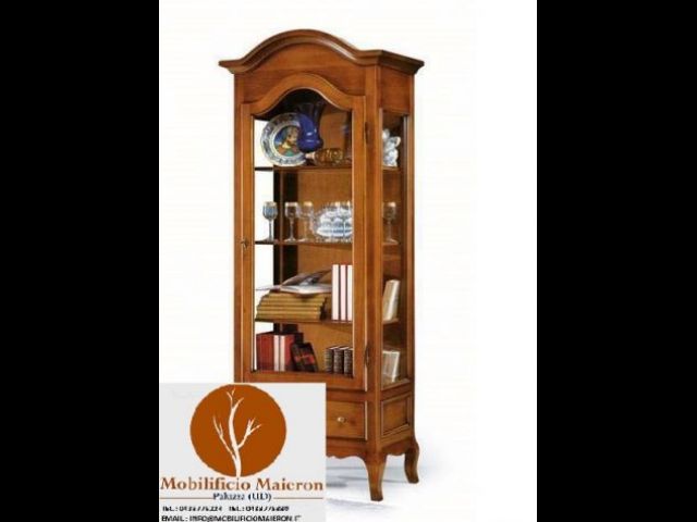 Mobili Rustici Udine Cristalliera in Legno cod 019 in Legno ad un Anta Vetro