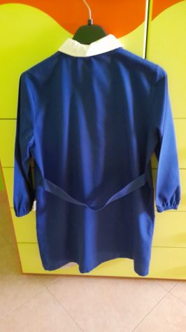 GREMBIULE SIGGI SCUOLA ELEMENTARE BAMBINO 7, 8 ANNI BLU CON RICAMO COLLET.BIANCO - Foto 5