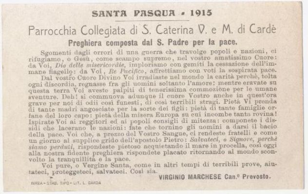 Santino S.S. Benedetto XV della Pasqua 1915 - Foto 2