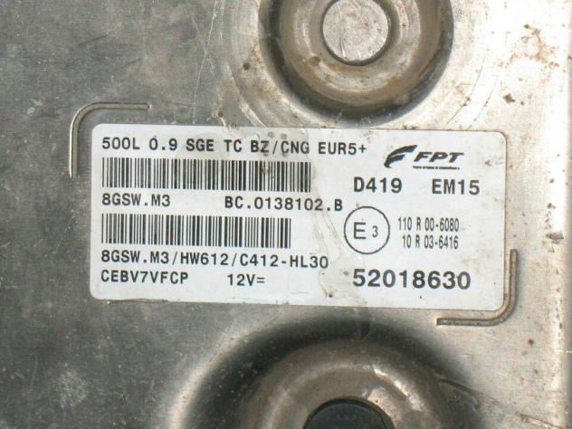 52018630 ECU FIAT 500L TWINAIR 0.9 52018630 8GSW.M3 HW612 C412-HL30 - Foto 2