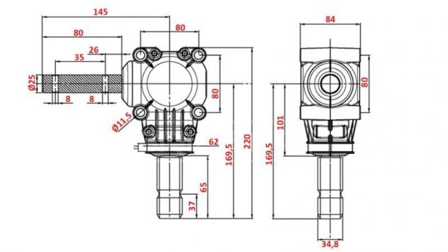 -RIDUTTORE D'ANGOLO L-150J 1:1 (12HP-9kW) - Foto 2
