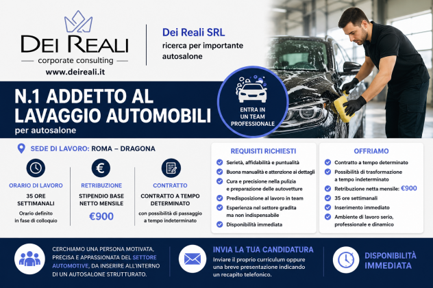 Addetto al Lavaggio Automobili – Roma (Zona Dragona)