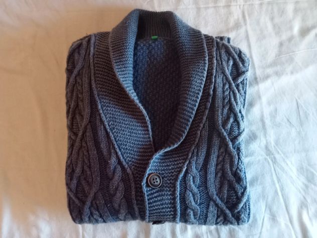 Cardigan Benetton Blu Uomo Taglia XL Nuovo - Foto 5