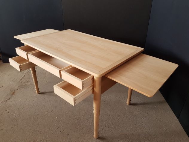 SCRIVANIE IN LEGNO GREZZO CON 5 CASSETTI E 2 TIRETTI LATERALI - NUOVE - Foto 5