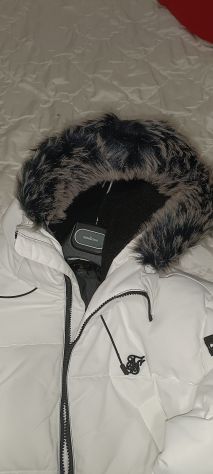 Piumino Bomber SikSilk Sfumato Bianco/Nero con Cappuccio - Taglia L