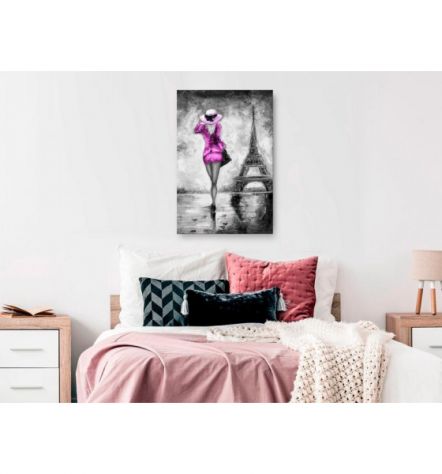 Quadro Ragazza A Parigi Col Vestito Viola ARREDALACASA - Foto 2