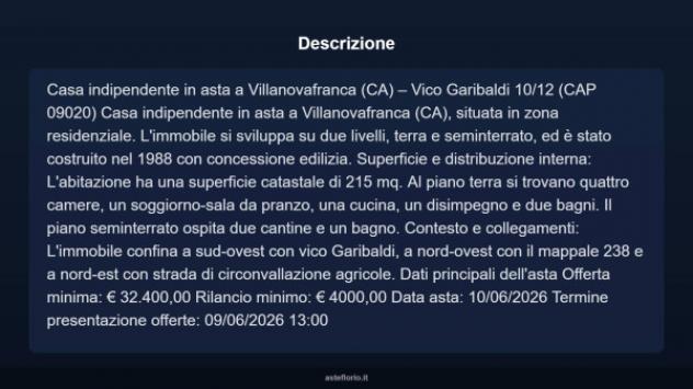 Immobile in asta di 215 m² con più di 5 locali in vendita a Villanovafranca - Foto 5