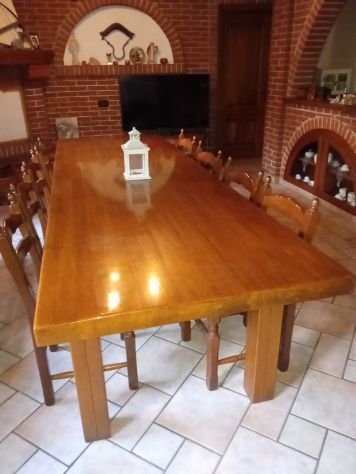 Tavolo in rovere massello 3m x 1m da taverna / agriturismo + 8 sedie
