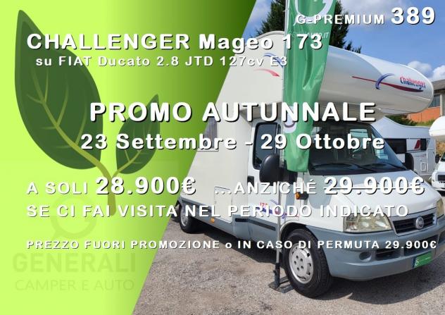 CAMPER CHALLENGER DUCATO MANSARDATO 7 POSTI DOPPIA DINETTE LETTI CASTELLO POSTERIORI CLIMATIZZATORE GENERALI USATO