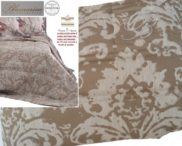 BLUMARINE quilt copriletto trapuntino in prezioso tessuto jacquard e SWAROVSKI - Foto 5
