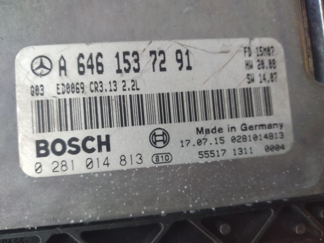 ECU MERCEDES CR3.13 2.2 0281014813 A6461537291 EDC16C2 ECU CENTRALINA MOTORE ME - Foto 6