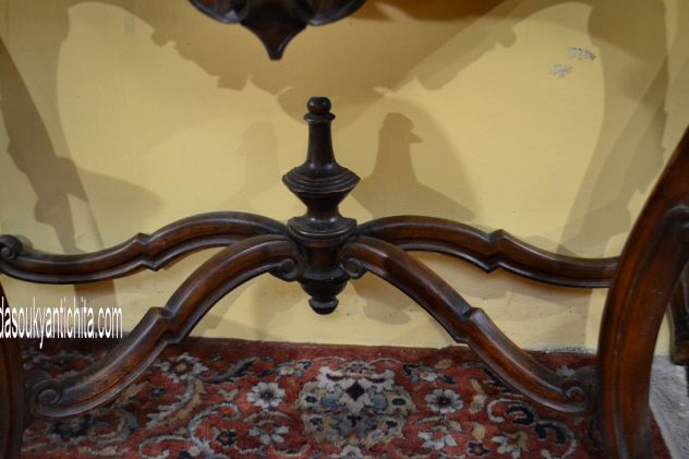 Console in noce con piano in marmo di Carrara stile Luigi Filippo del XX secolo - Foto 4