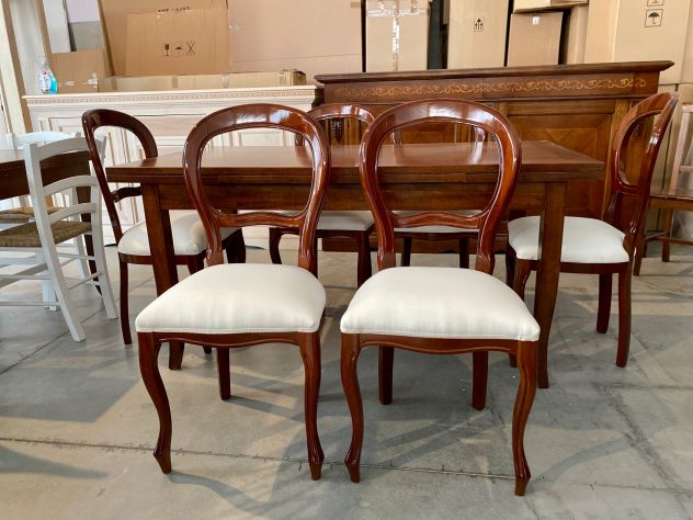 NUOVO SET 6 POLTRONCINE LUIGI FILIPPO NOCE MASSELLO, STILE '800 - Foto 3