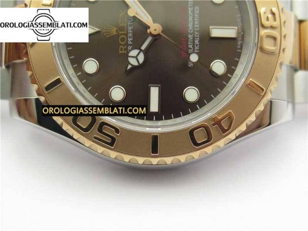 Replica Assemblata YACHT-MASTER 116621 QUADRANTE MARRONE BEST EDITION 1:1 SU BRACCIALE SS/RG SH3135 V2 - Foto 5