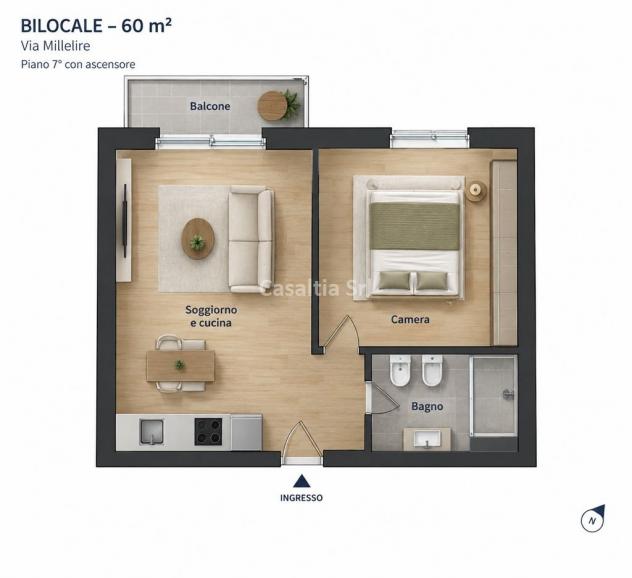 BILOCALE NUOVO CON BALCONE AL 7° PIANO – VIA MILLELIRE - Foto 19