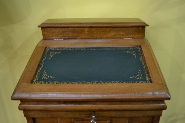 Schedario- classificatore con piano di scrittura in ecopelle verde stile inglese - Foto 6