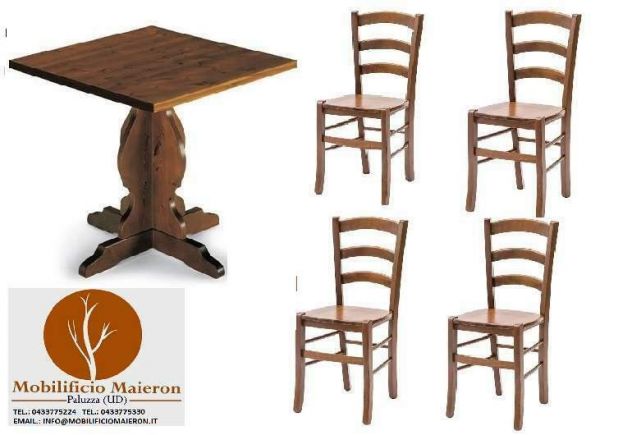 Set Sedie e Tavoli Legno Per Arredamento Pub Pizzeria Ristorante cod 109/L Nuovi