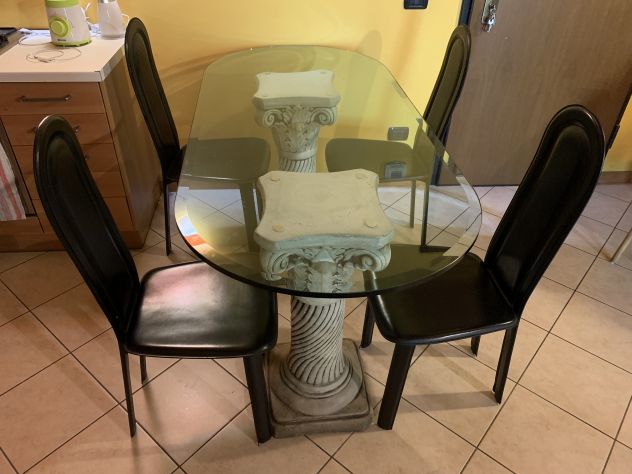 TAVOLO CON PIANO IN CRISTALLO
