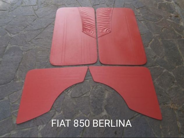 SERIE COMPLETA PANNELLI PORTA INTERNI PER FIAT 850 BERLINA 1° PRIMA SERIE ROSSI