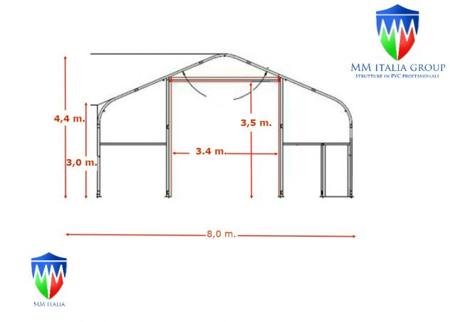 Strutture Industriali uso magazzino 8 x 20 x 4,40 mt Pvc 720 mq. - Foto 3