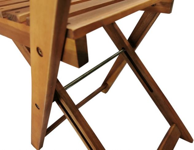 Tavolo e 2 sedie in legno pieghevoli da esterno per balcone, giardino, bistrot - Foto 5