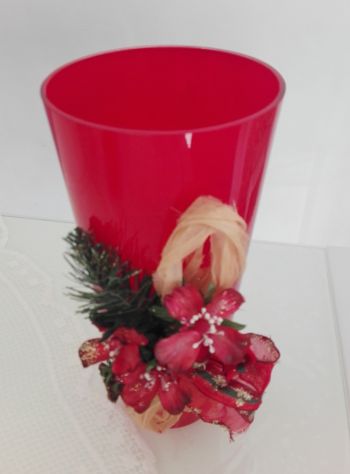 VASO NATALIZIO CONROY DECORATO IN VETRO ROSSO H30 D14 - Foto 4