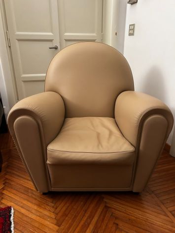 Poltrona Frau Vanity Fair XC, Beige Pelle, Nuovo & Mai Utilizzato