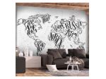 Fotomurale Adesivo Mappamondo Bianco Con Le Scritte Arredalacasa