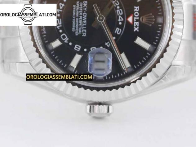 Replica Rolex Assemblata SKY-DWELLER 326934 904L SS 1:1 BEST EDITION QUADRANTE NERO SU BRACCIALE SS DA 23J A 9001 - Foto 4