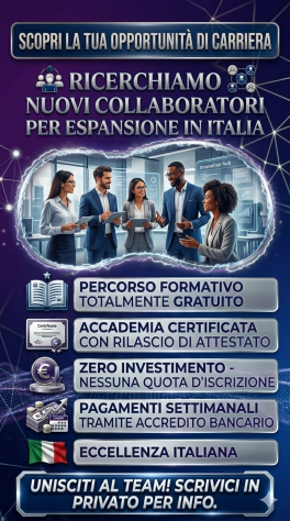 CERCO COLLABORATORI PER ESPANSIONE IN TUTTA ITALIA