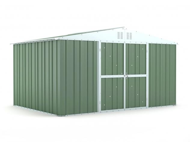 Box in Acciaio Zincato Casetta da Giardino in Lamiera 4.03 x 2.69 m x h2.15 m - 149 KG – 10.84 metri quadri - VERDE - Foto 2