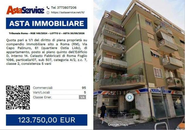 Tribunale Roma - RGE 149/2024 - LOTTO U - Tribunale Roma - RGE 149/2024 - LOTTO U - ASTA 30/09/2026