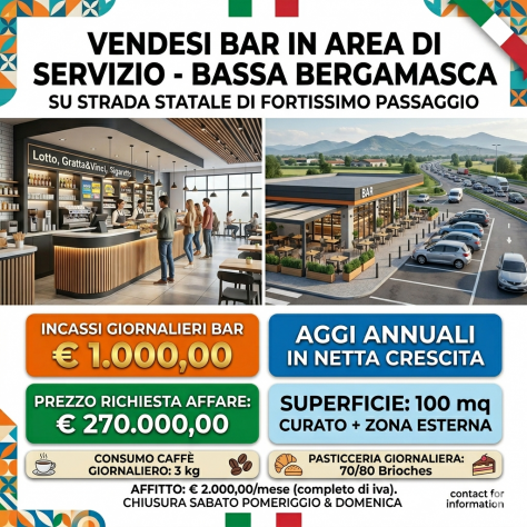 Bar su strada statale vicino stazione di servizio - rif. BAR542