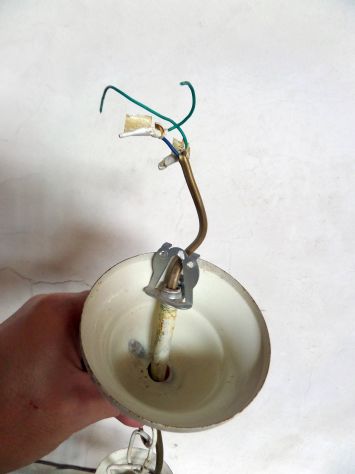 Lampadario foglia e fiori , ferro battuto, campana in vetro, lunghezza 66 cm - Foto 7