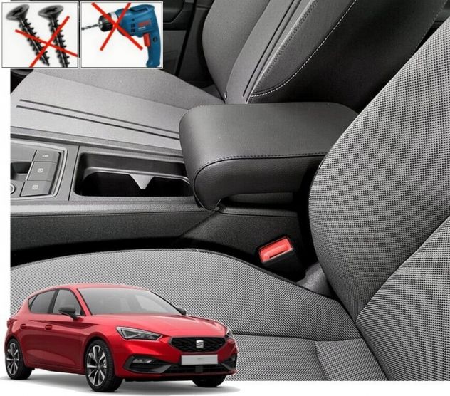 bracciolo Seat Leon 4 con portaoggetti montaggio NO VITI