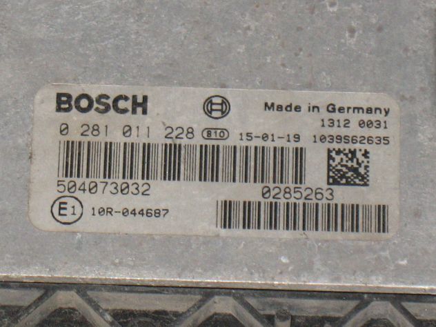 0281011228 KIT ECU CENTRALINA IVECO DAILY 3.0 EDC16C39 504073032 1039S62635 - Foto 2