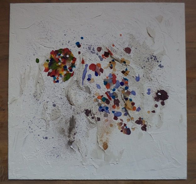 Elenart " il pesce innamorato " tecnica mista 50x50